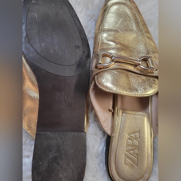 Zara Gold Slip-On Loafers for Women Size 10.5 - Picture 7 of 8